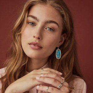 Kendra Scott Turquoise Elle Gold Drop Earrings